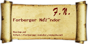 Forberger Nándor névjegykártya